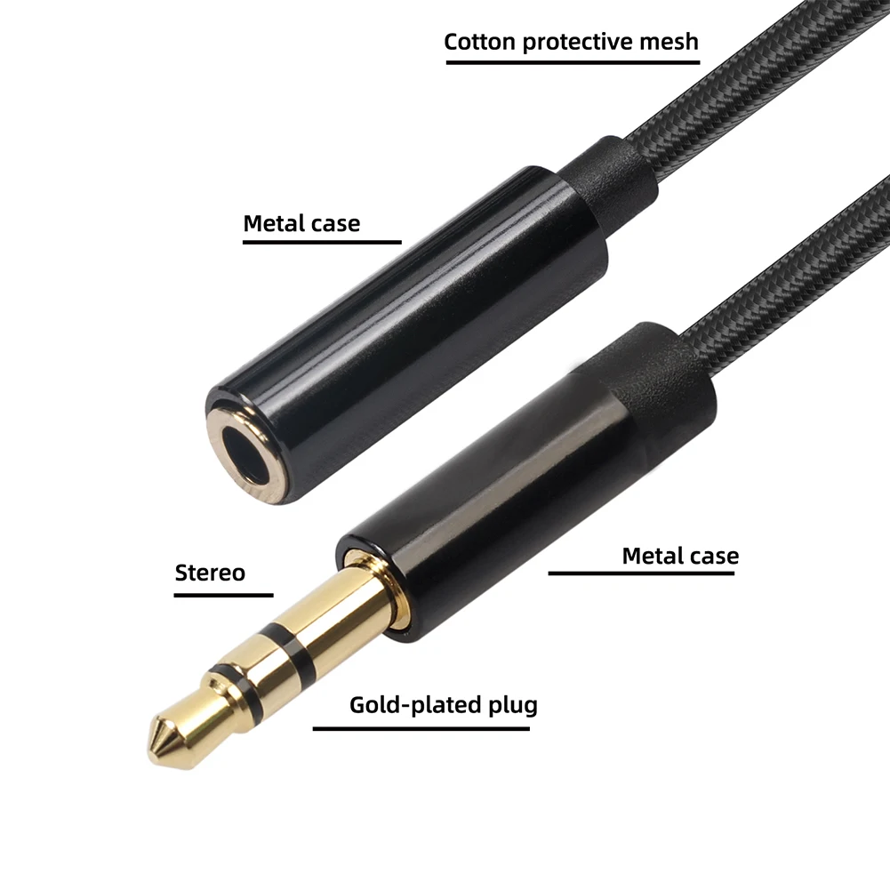 0.5m/1m/1.8m/3m/5m Audio Extension Cable Male to Female Stereo Earphone Aux Cord Extender for Computer Car Earphone Speaker