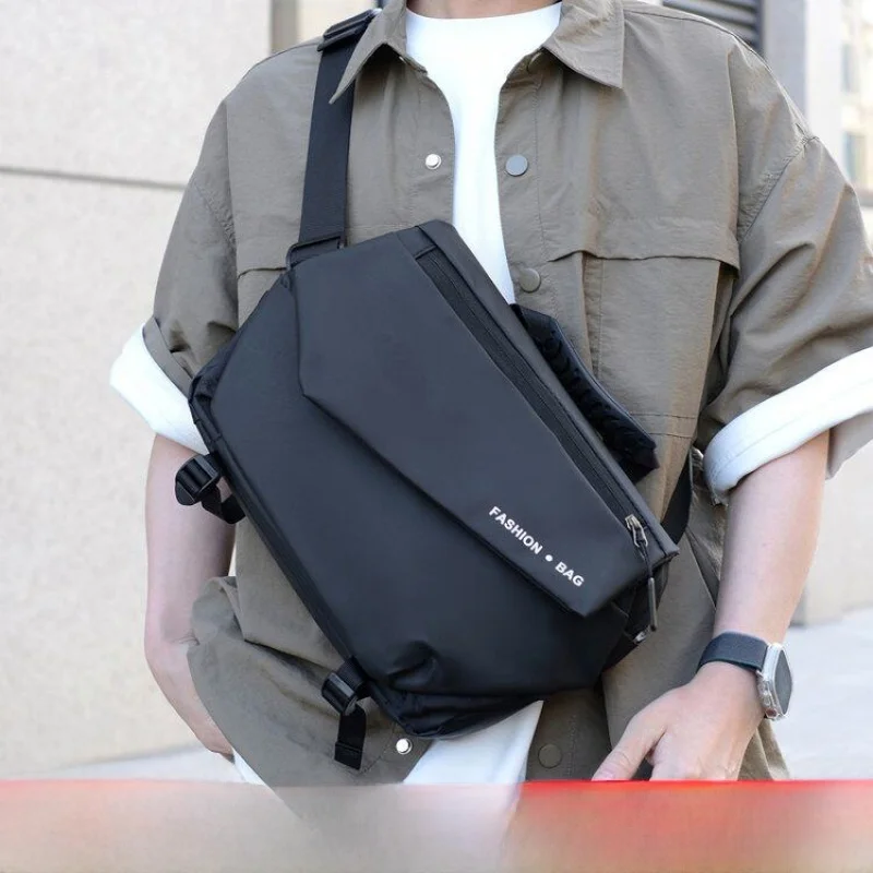 New Men's Sporty Crossbody Bag Commuter Chest Bag Motorcycle Riding Backpack Trendy Single Shoulder Bag for Students