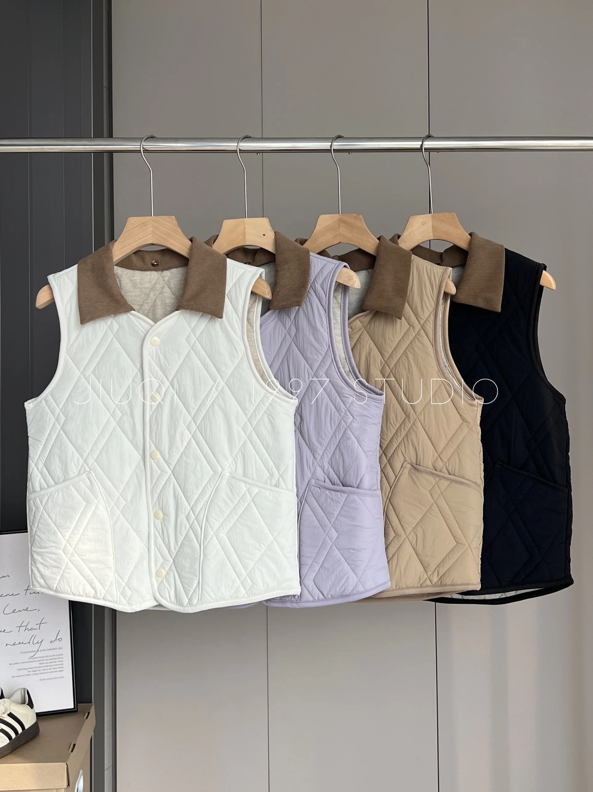 

Женская осенне-зимняя вельветовая легкая теплая верхняя одежда без рукавов с воротником-стойкой, хлопковый жилет