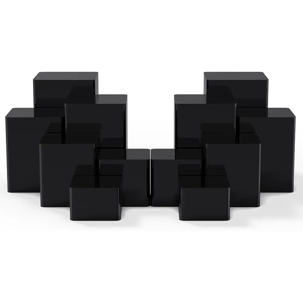 

Квадратные акриловые подставки-кубы, вставляемые в elkaar, для фигурок, коллекционных предметов, косметики, 6 размеров, 12 штук, черные