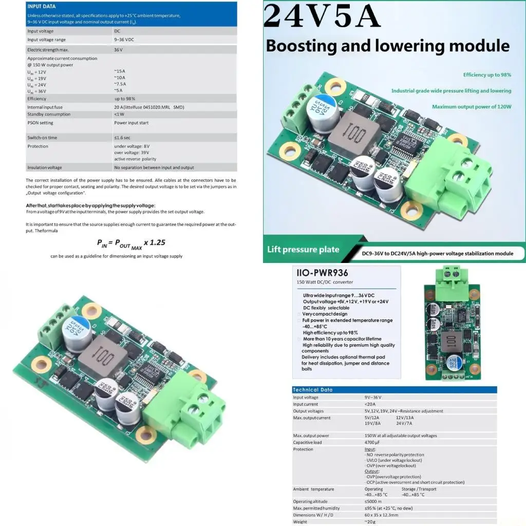 B03F Efficient Voltages Regulator 9-36V to 24V 5A Stepping Up Down Module for Continuous Operation