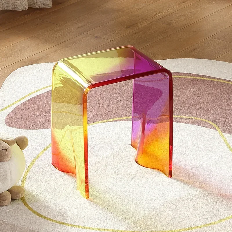 Acrylic Aurora Stool Rainbow Chair Small Side Table Makeup Chair Acrylic Furniture Casual Desig Ins Living Room