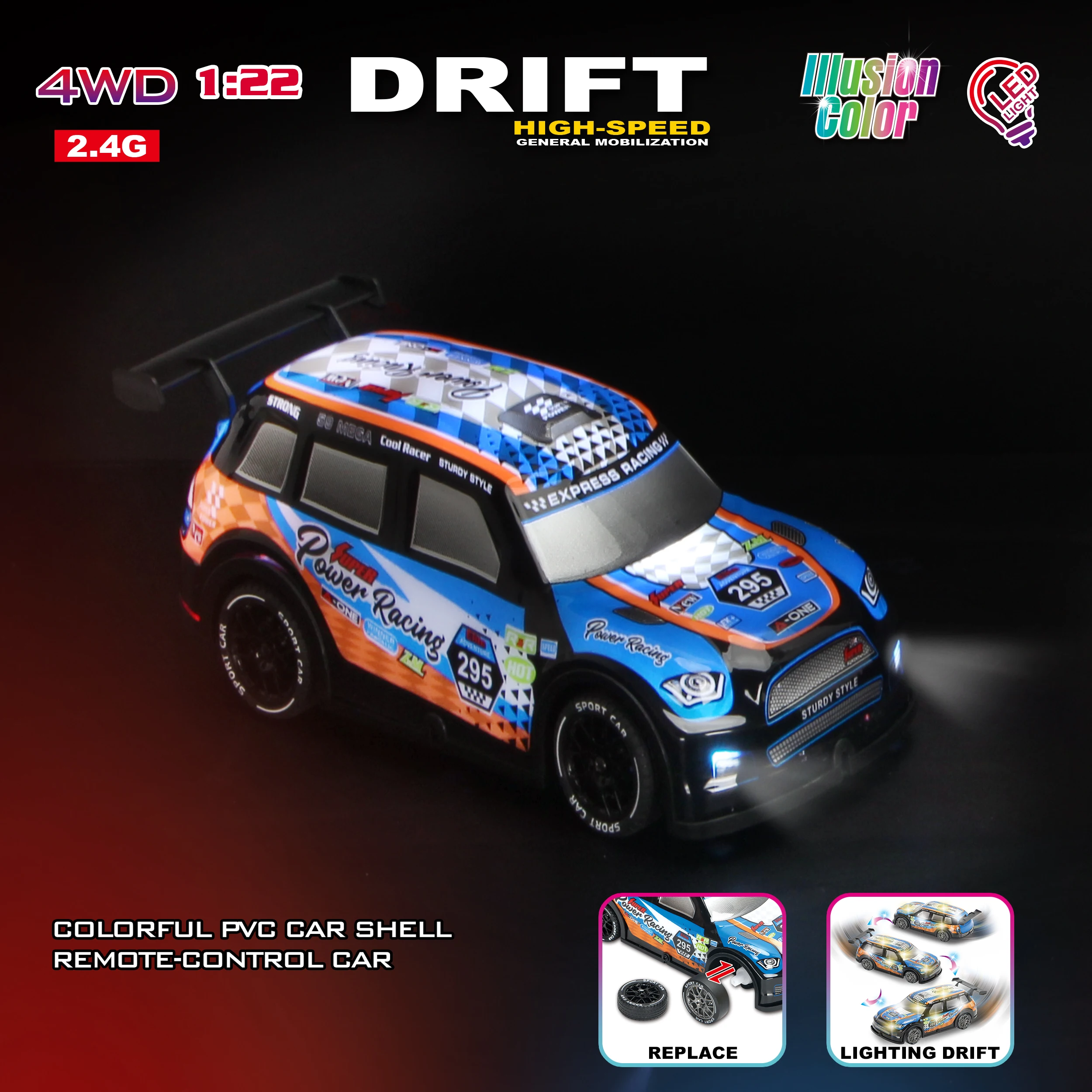 

1:22High Speed RC Drift Cars Vehicle 4WD Full Scale Remote Control Racing Car With Led Gift Competition Race Car Boys Toy