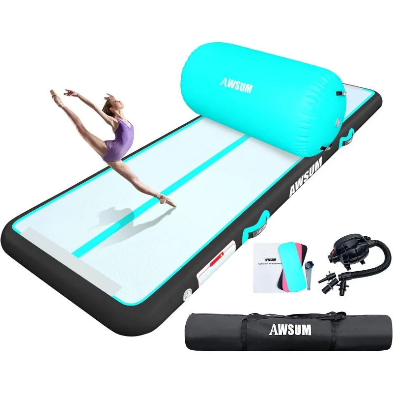 

AWSUM 10ft /13ft Gymnastics Mat with Air Roller Tumbling Barrel Back Somersault Backbend Trainer for Inflatable Gymnastics