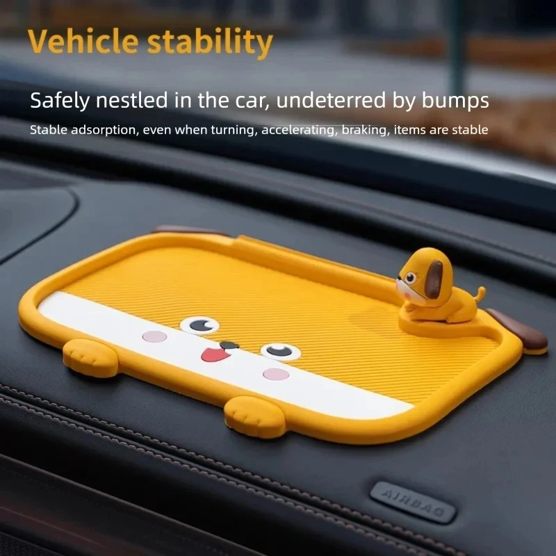 

Universal PVC Anti-Slip Mat Cartoon Animal Strong Grip Car Pad with Phone Number Card Dashboard Holder Auto Interior Decoration