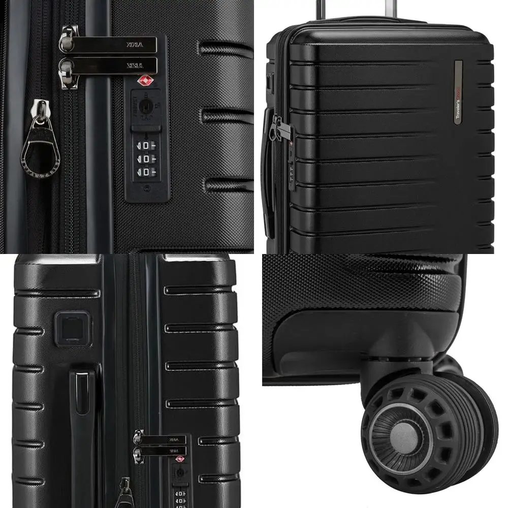 

Polycarbonate Spinner Luggage Set with Tie-Down Straps, 21-Inch Black Carry-On