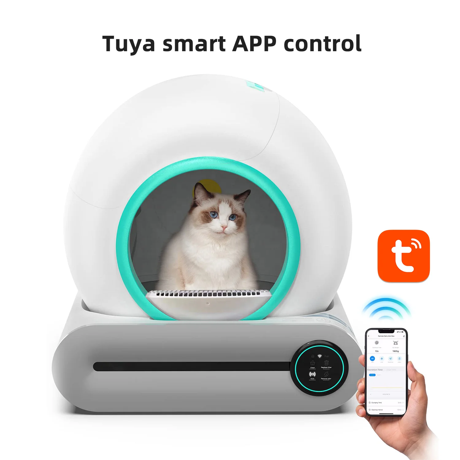 Caixa De Areia De Gato Automático, Controle De Toque, Elétrica, Auto Limpeza, Inteligente, Baixo Ruído, App, Wi-Fi, Novo Design De Moda