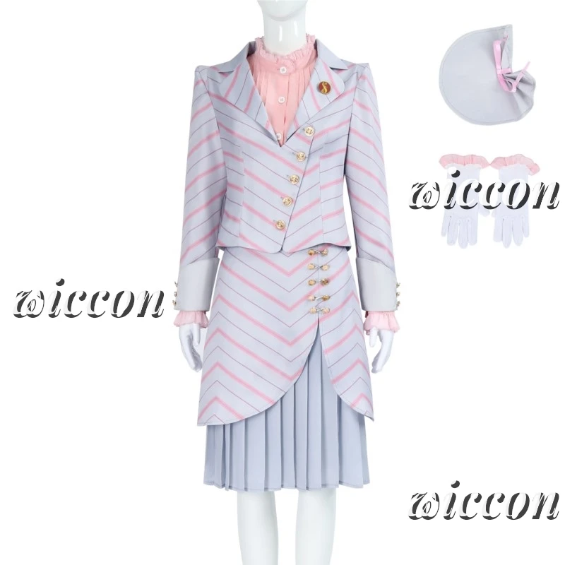 Movie Wicked Cosplay Costume Full Sets Pink Coat Skirt Uniform for Women Halloween Carnival Party Performance Clothes Roleplay