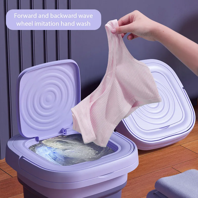 8L Portable Small Foldable Washing Machine with Spin Dryer For Socks Underwear Panties Washer Household Mini Washing Machine