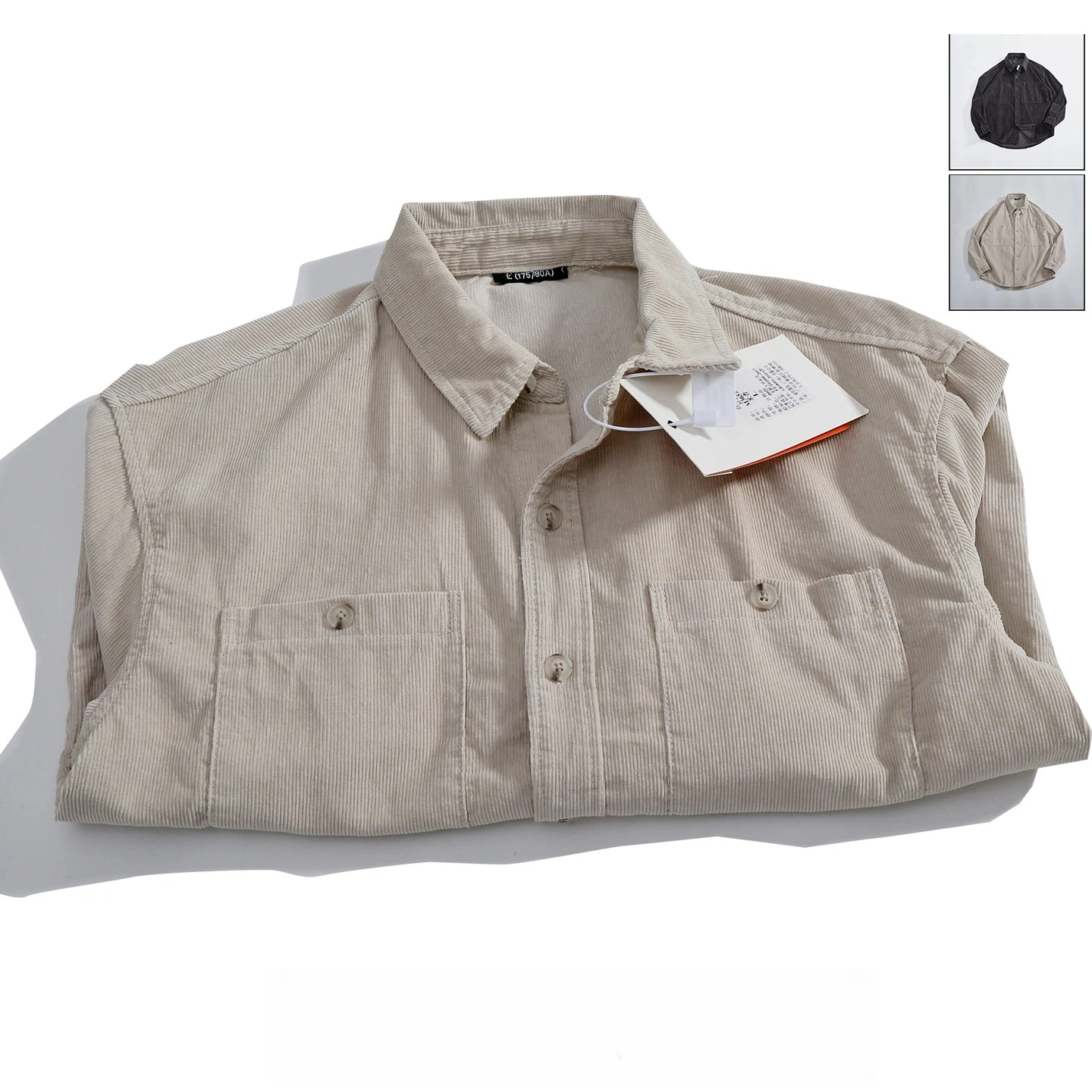 100% cotton heavy corduroy shirt men's washed workwear double patch pocket lapel shirt loose off-shoulder jacket