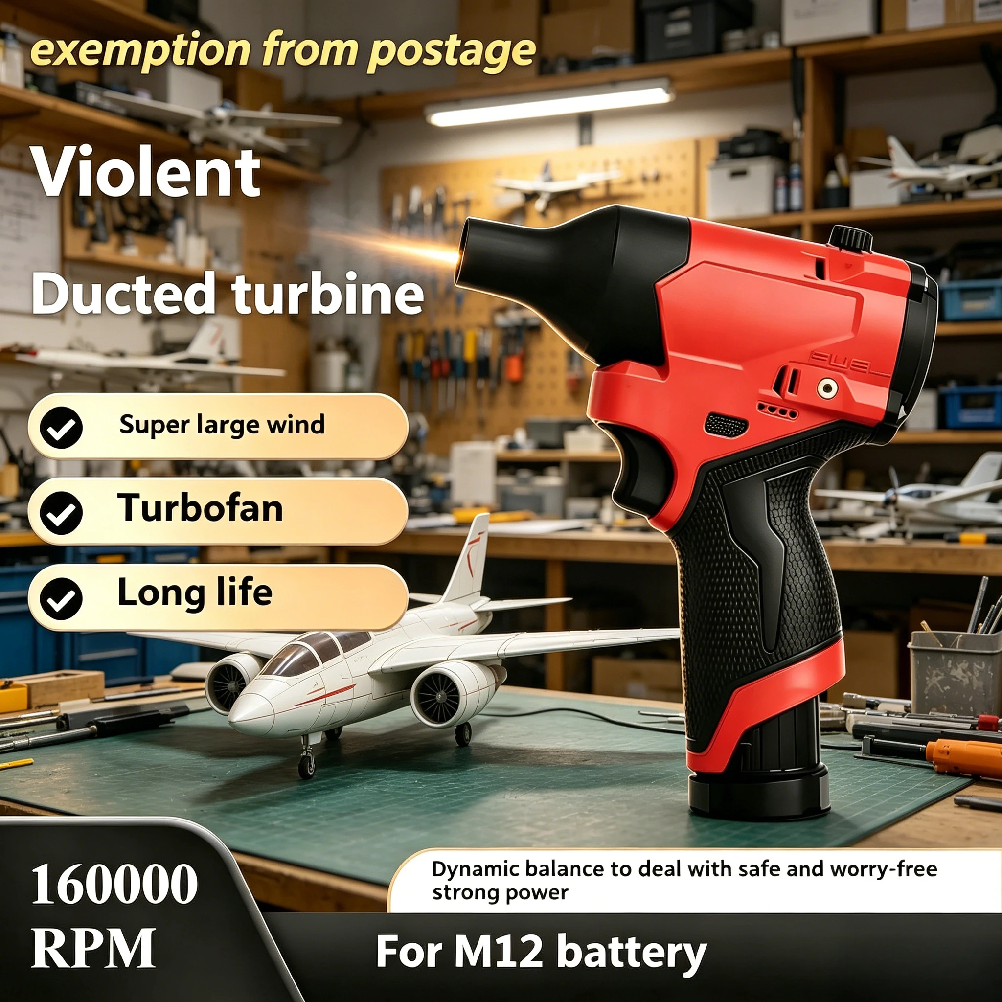 

160000 RPM Violent Turbine Air Blower, Portable Cordless Duster for Milwaukee M12, Car & Auto Detailing car wash gun