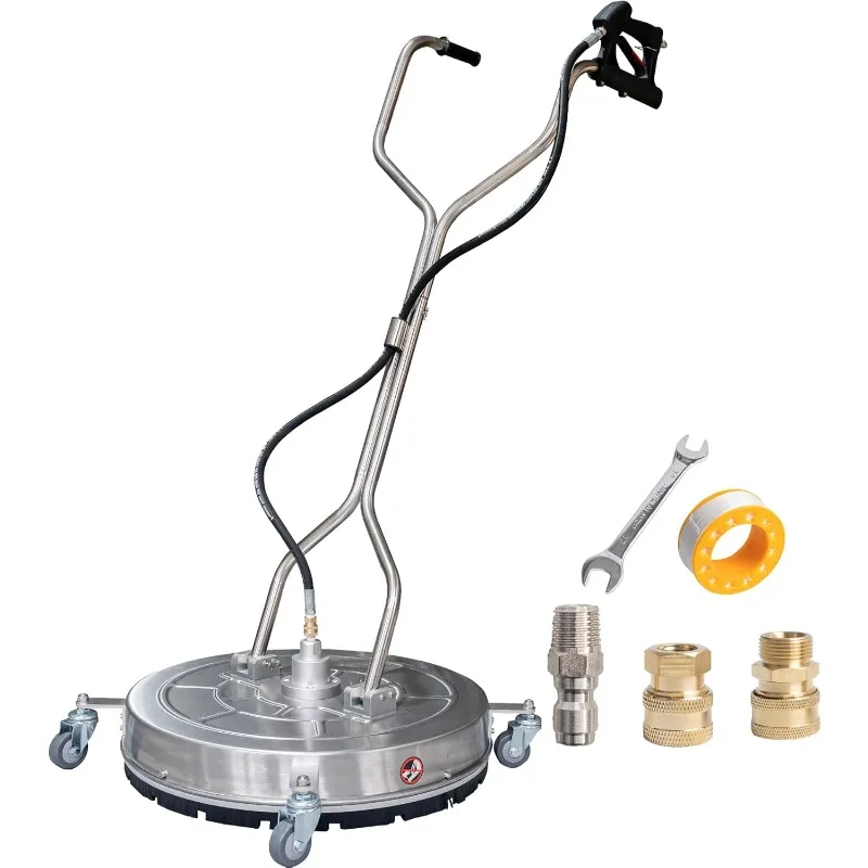 

24" Pressure Washer Surface Cleaner with Dual Handles, Stainless Steel Surface Cleaner with 4 Wheels for Driveways,