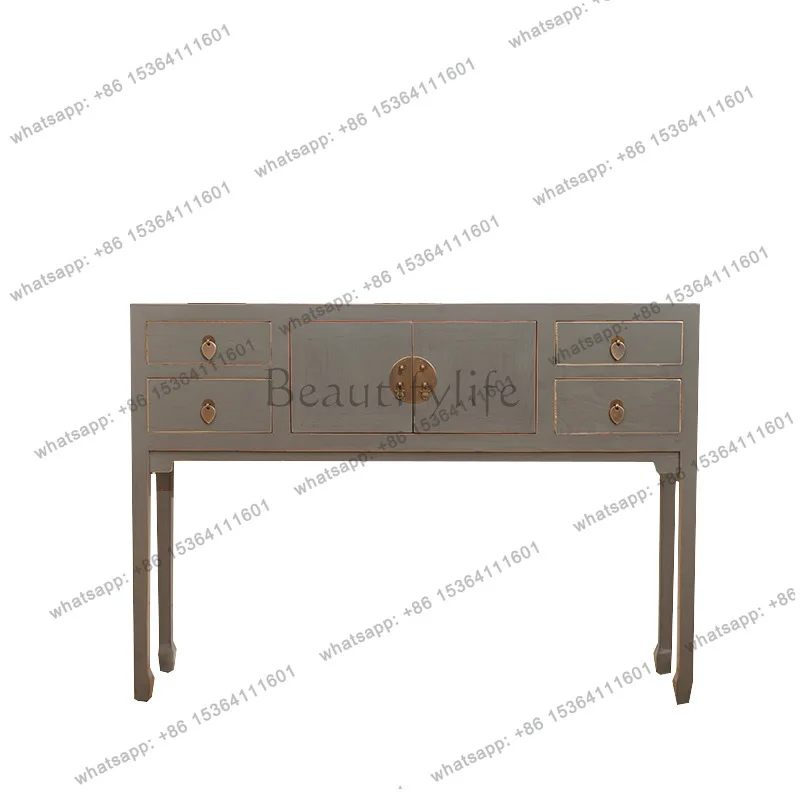 

New Chinese solid wood porch cabinet Elm partition table Simple case table Multifunctional locker
