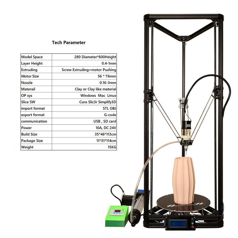 K280 Pro glina ceramiczna drukarki 3D z systemem karmienia elektryczne putduży rozmiar automatyczny zestaw do poziomowania