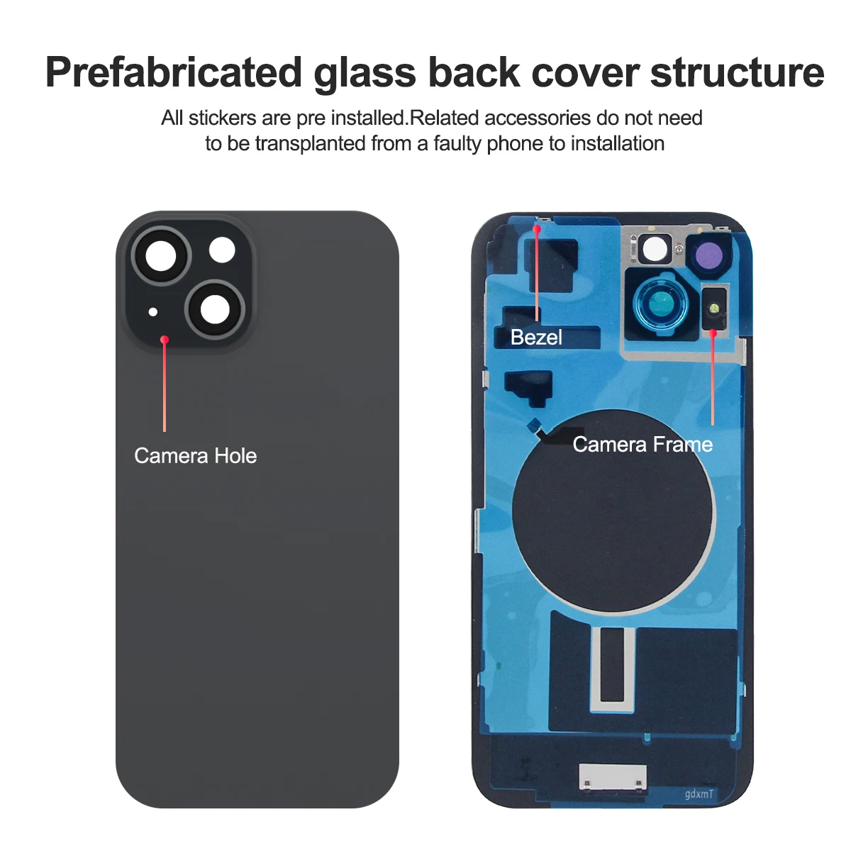 For iPhone 15 Battery Back Cover Rear Door Housing Case with Camera Lens Replacement Compatible with For iPhone 15 Plus