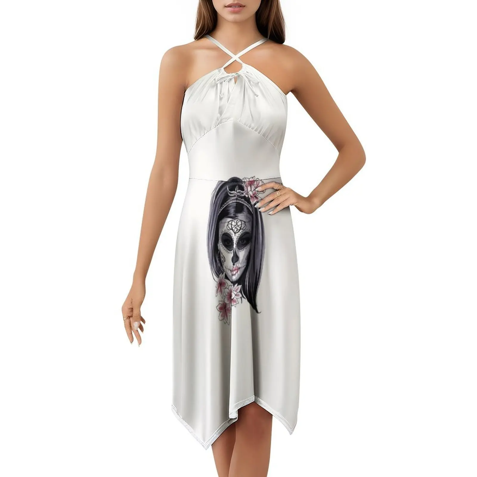 فستان ماريا النسائي الهيب هوب ملابس الشارع الشهير مطبوع عليه رسومات للحفلات ملابس النادي ماريا جمجمة الموت جمجمة الموت فساتين نسائية