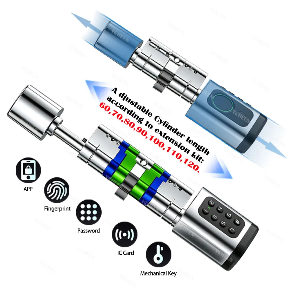 Tuya / TTLock Biometric Fingerprint Smart Cylinder Lock, Adj