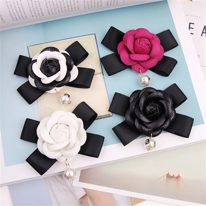 Camellia Handmade Pearl Bowknot Diy Hair Accessories Corsage Collar Flower Clothing Ladies Bag Keychain Mobile Phone Case Chain