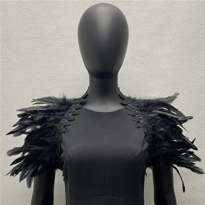 

Gothic Euro-American Style Long Feather Shawl - Masquerade Halloween Role-Playing Costume Accessory