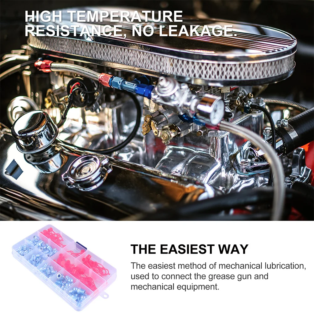 

140Pcs Grease Nipples Iron Material High Hardness Wear Resistant Lubrication Zerk Fittings Grease Nipples Hydraulic Zerk