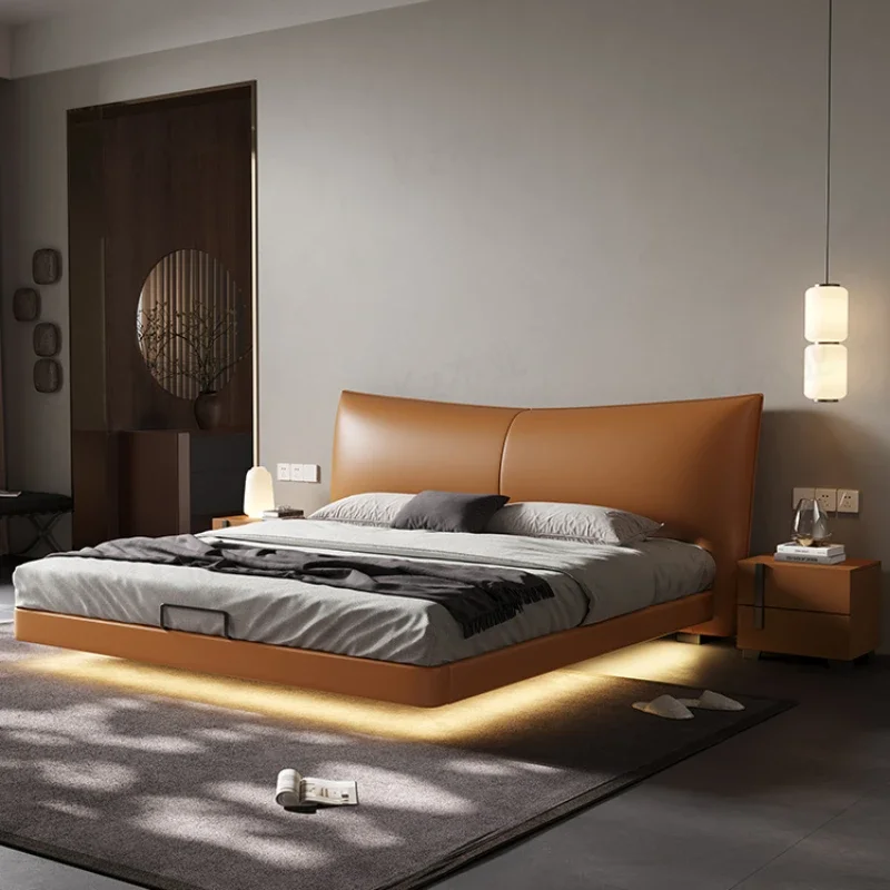 

Modern Black Double Bed Luxury Leather Italian King Size Full Size Bed Frame Camas Matrimonial Queen Size Bedroom Set Furniture