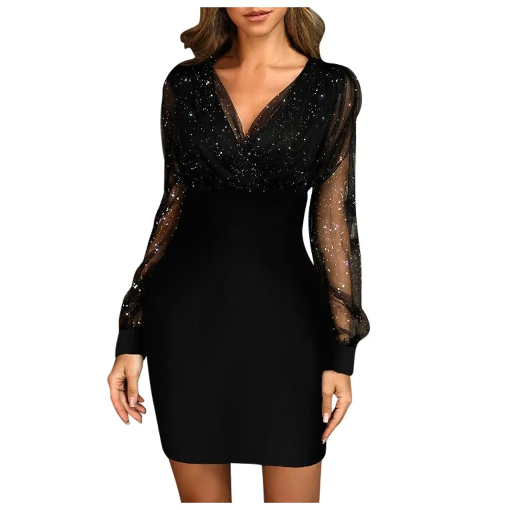 Wonen Sequins Sexy New 2014 Summer Female Black Retro Elegant Party Culb Dress Robe Femme Chic Et éLéGante فستان2024 New