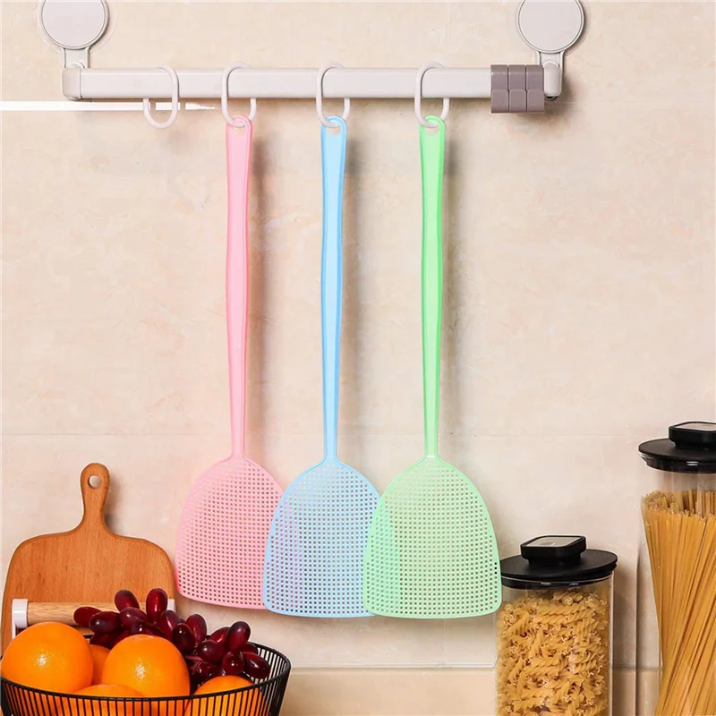 

AB33-Fly Swatter 20 Pack Plastic Long Handle Fly Swat Manual Swat Pest Control For Flies And Mosquito Multi-Color Random