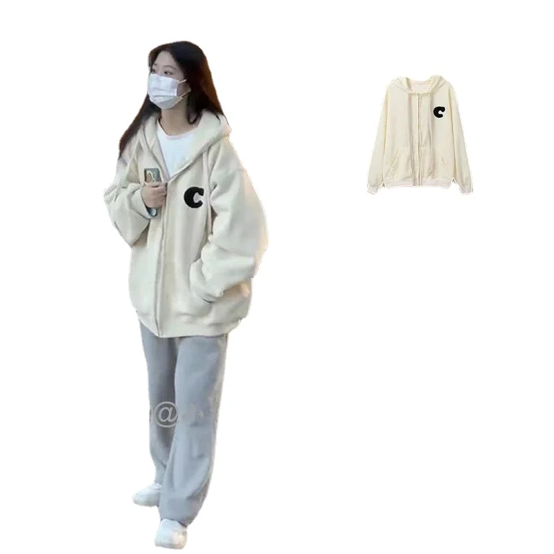 

2023 autumn and winter gentle department to wear the campus style suit female loose sweater hundred casual pants