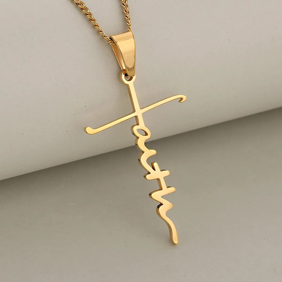 

Минималистичное элегантное ожерелье с крестом из полированной нержавеющей стали для женщин и мужчин, универсальное украшение на каждый день