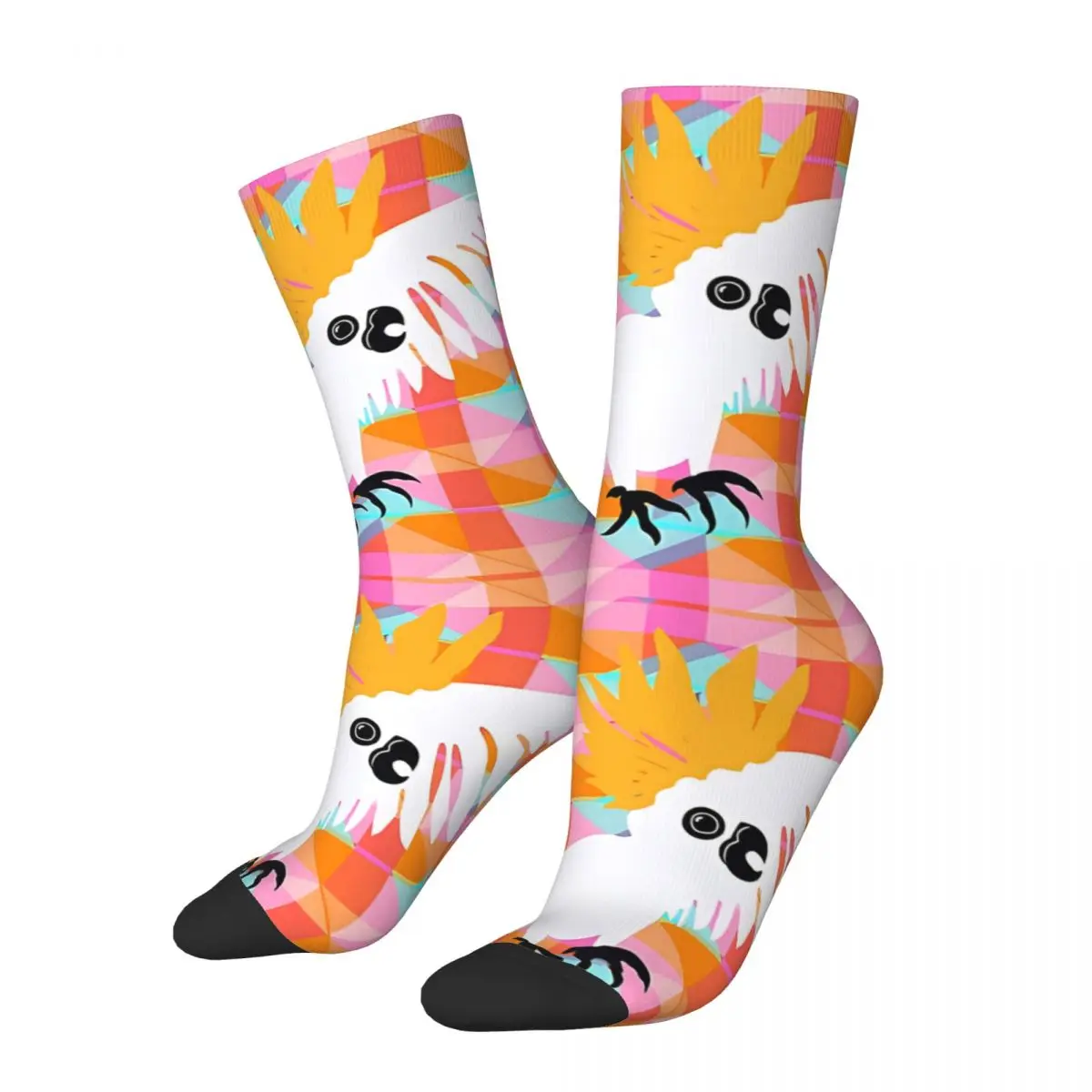 Funny Happy Sock for Men Cockatoo Harajuku Parrot Pet Bird Quality Pattern Printed Crew Sock Casual Gift