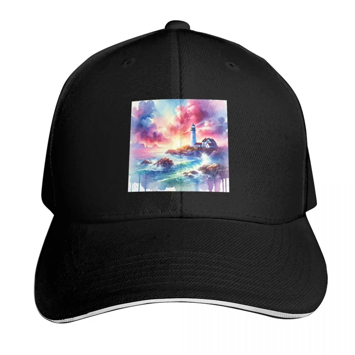 Lighthouse Art and Watercolor Paintings Baseball Cap Lightweight Packable Gift for Him Her Casual Daily Wear