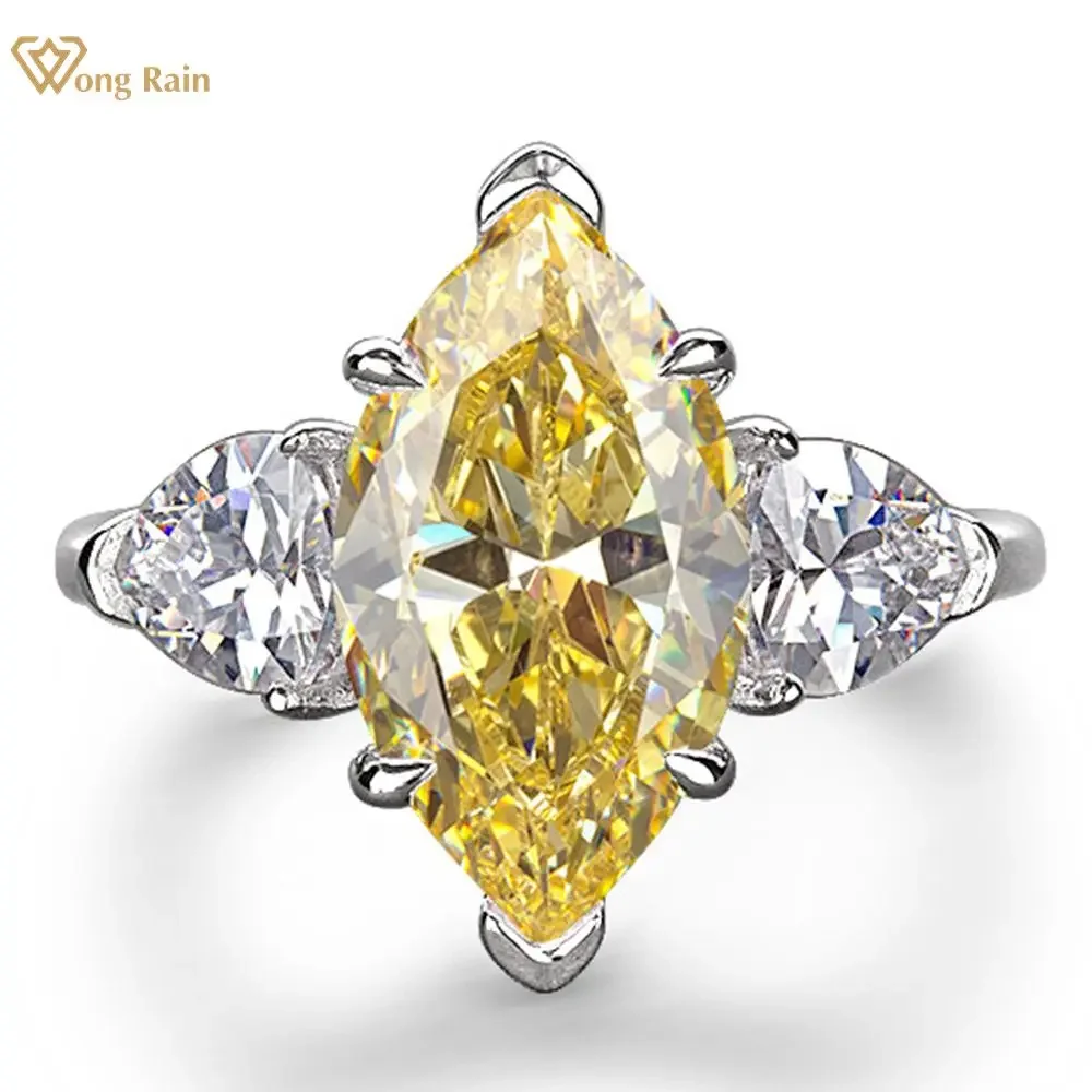 

Wong Rain Vintage 925 Sterling Silver Mariquesa Cut Created Moissanite Citrine Wedding Engagement Ring Fine Jewelry Wholesale