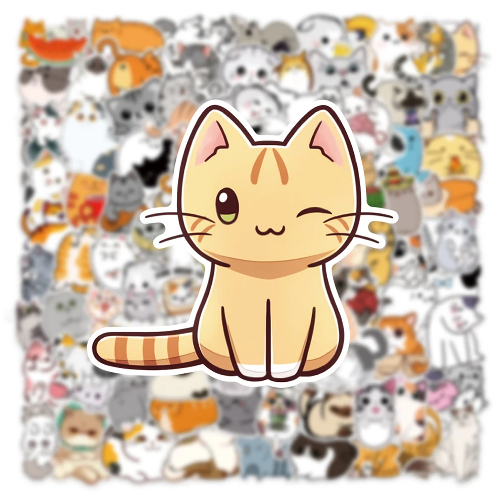 10/30/50/100 pçs gato bonito kitty dos desenhos animados adesivos decalques crianças brinquedo portátil telefone mala notebook guitarra geladeira decoração adesivo