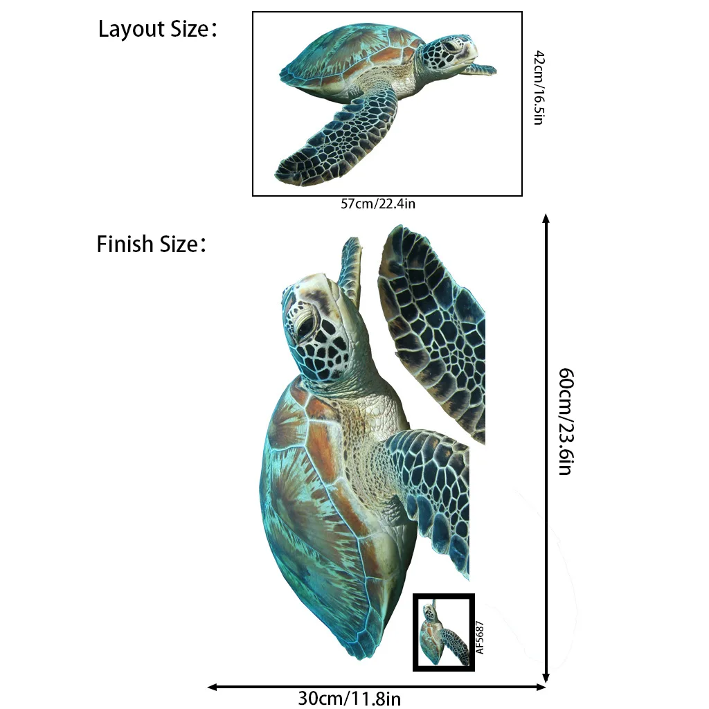 C42# Sea Turtle Wall Sticker Bathroom Living Room Background Decorations Wallpaper Creative Animals Self Adhesive Stickers
