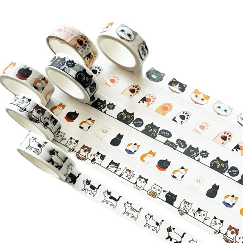 Cute Kawaii Adorable Cat Adhesive Paper Washi Tape Masking Tape DIY Scrapbooking Stick Label