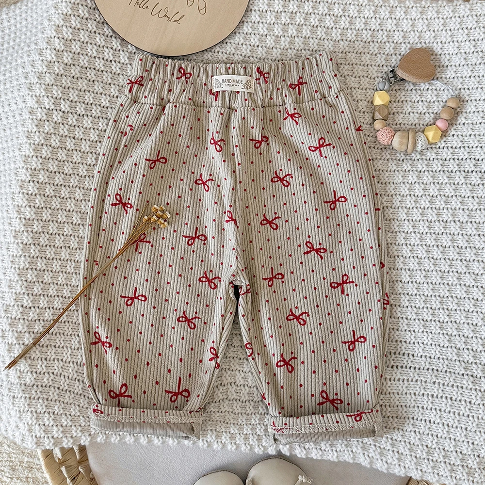 MILANCEL Babyhosen 6M-3T Baby Jungenhosen Niedliche Schleifen-Punkte Kleinkind Freizeithosen Herbst Cordhosen für Babymädchen – Detail 28