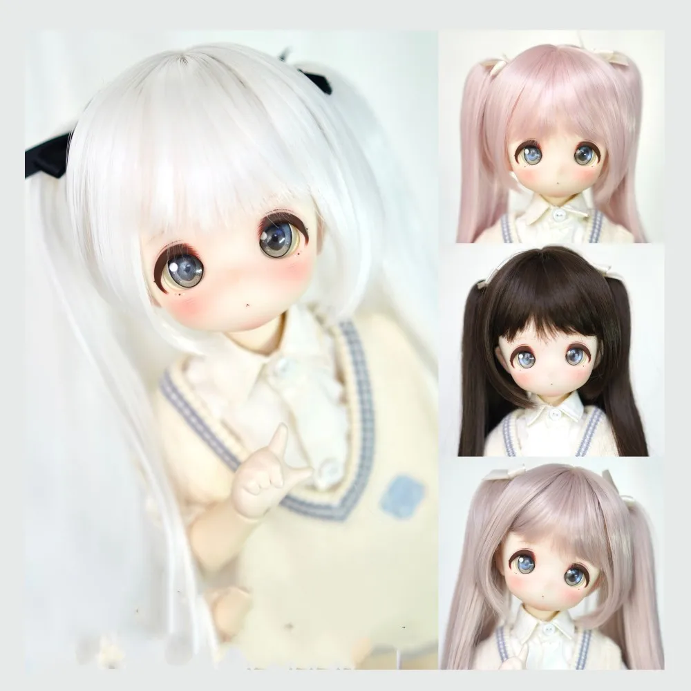 

Парик для куклы bjd, подходит для mdd Bear Sister, размер 1/3, двойной хвост, волосы для укладки, искусственные волосы