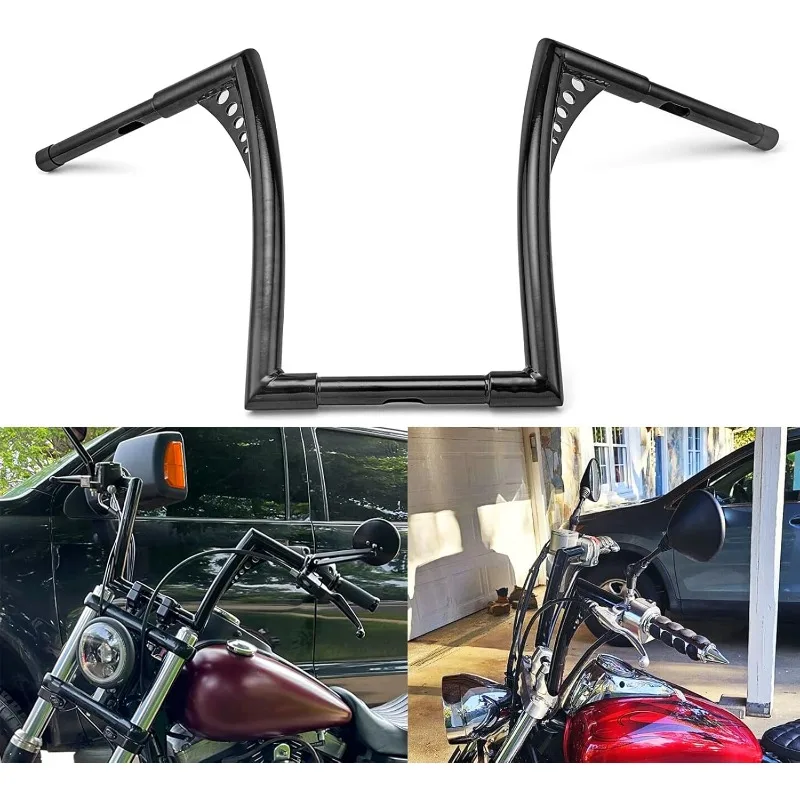 

WSays Gloss Black 10" Rise Ape Hangers Handlebar 1-1/4" Diameter Bar Compatible with Sportster XL 1200 883 Dyna Softail Touring