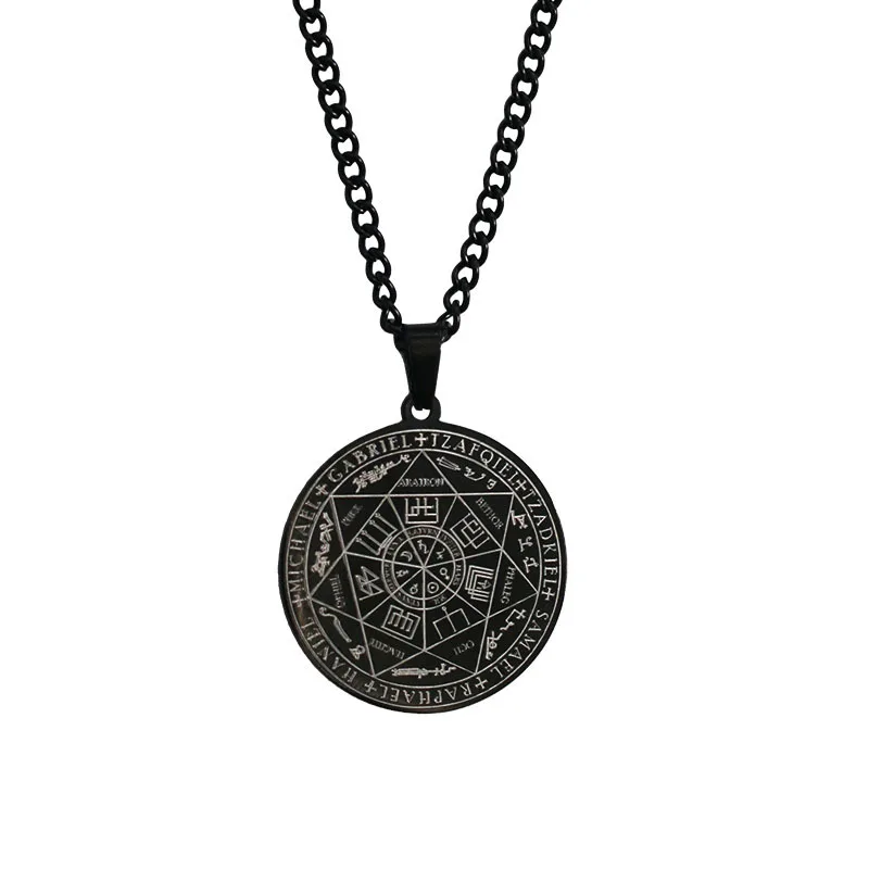 Seven Archangels Sigil Talisman Necklaces Men Boys Seal of Solomon Pendant Chain Stainless Steel Religious Amulet Jewelry image 4