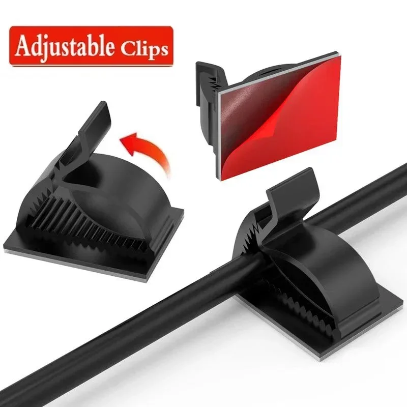 

Adjustable Cable Organizer Self Adhesive Cable Clips Table Cable Management Clamp Cord Holder for Car PC TV Charging Wire Winder