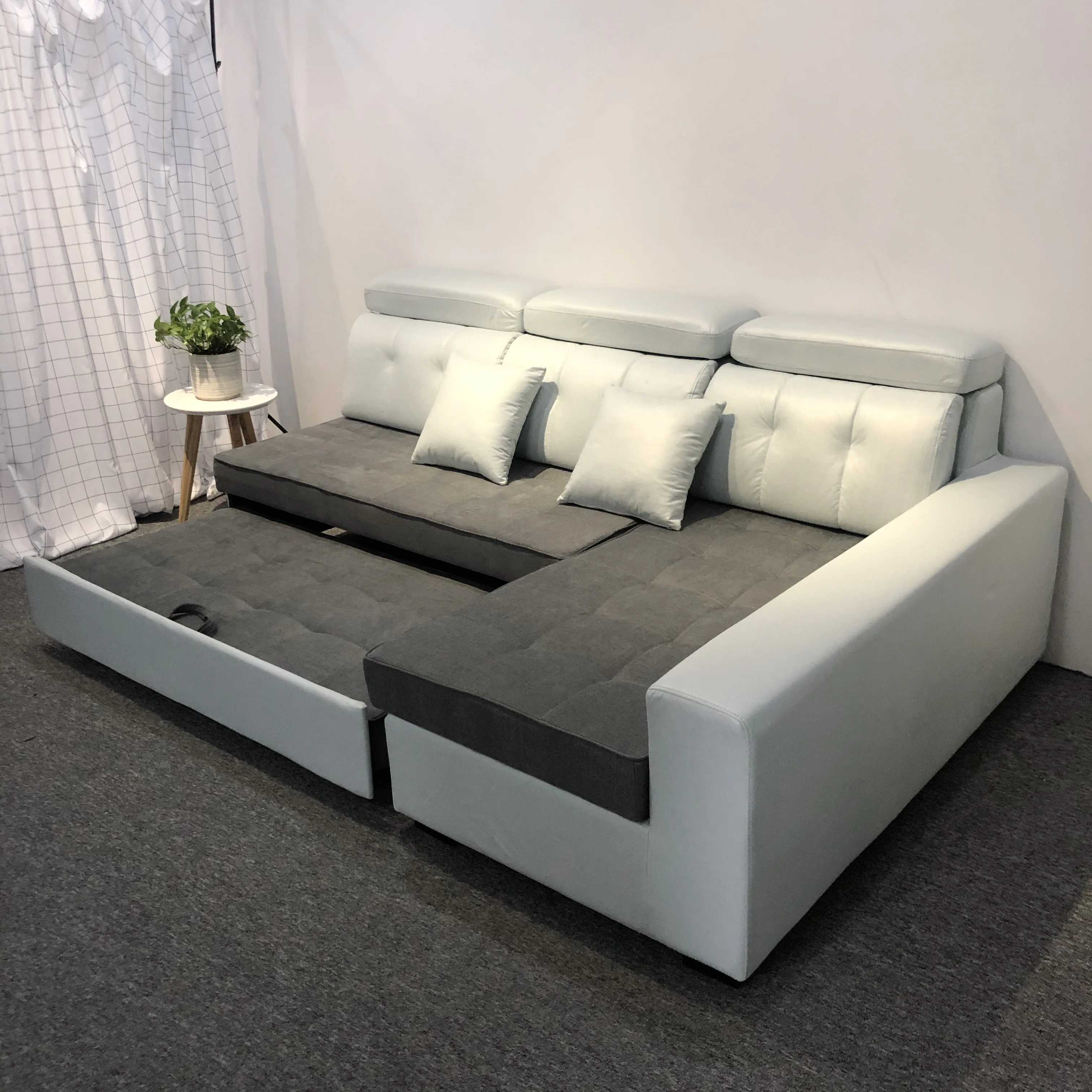 Folding fabric L shape sleeper nordic hotel sofas metal frame foam sofa cum bed foldable fabric high quality mattress sofa bed