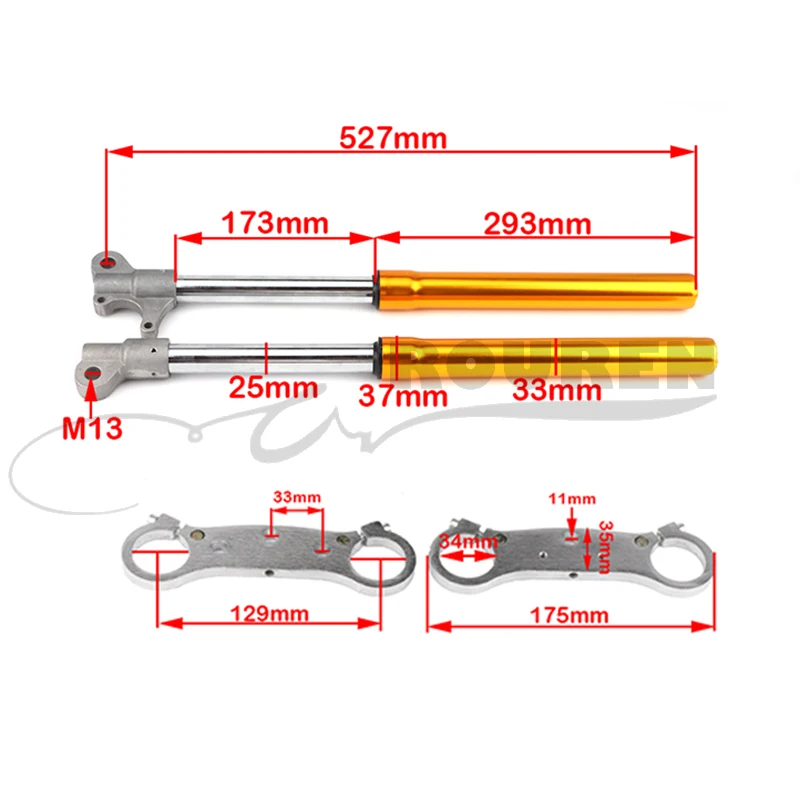 Coolster-horquillas delanteras de QG-50 para motocicleta, horquilla de suspensión con resorte de choque, Mini bolsillo, para niños, 47CC, 49CC, FK08, 2 tiempos