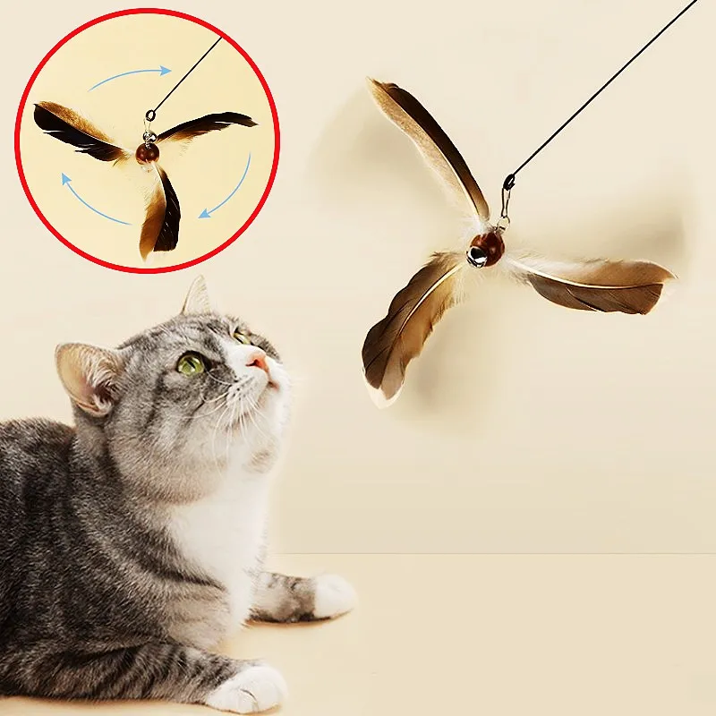 

Cat Toy Feather Cats Teaser Stick Cat Toys Interactive Steel Wire Cats Toy with Bell Feather Toys for Kitten Tease Pet Supplies