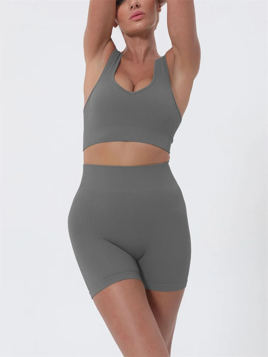 Women s Summer 2 Piece Outfits Sleeveless Crop Tops High Waisted Shorts Set Casual Activewear Beachwear