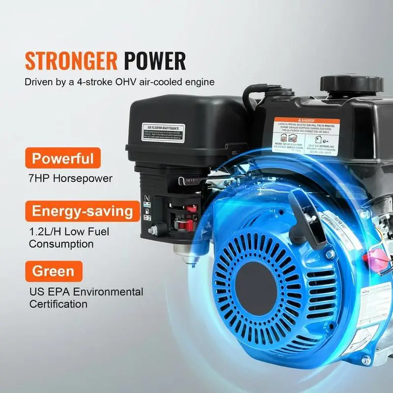 Gasoline Powered Trash Pump, 2 in/50 mm, 6.5HP 132 GPM 4-Stroke Gasoline Engine Water Transfer Pump with 98 ft Max Lift 26ft Max Suction Inlet Filter, Cast Iron Impeller for Irrigation Pool - view 8