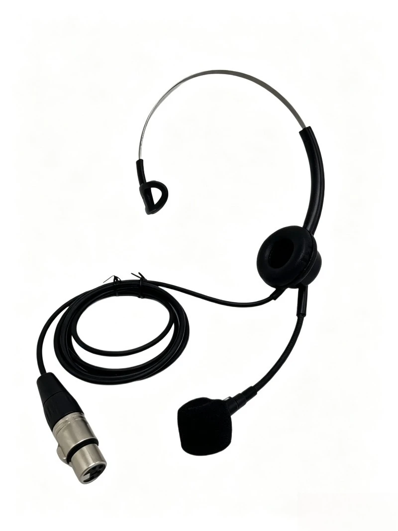Simple Unilateral Head-mounted Intercom Headset with Moving Coil Noise-canceling Microphone, Non-pinching Four-core Large Xlr