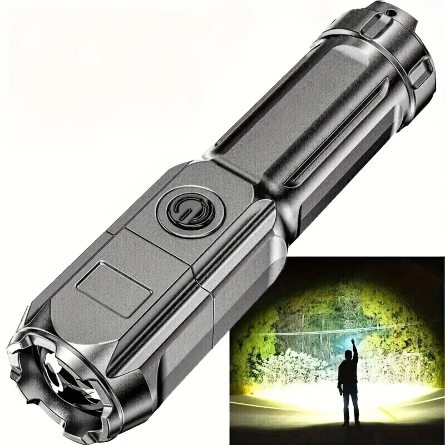 

1pc Bright Zoom Flashlight, Multifunctional Portable Telescopic Zoomable Household Flashlight, For Outdoor