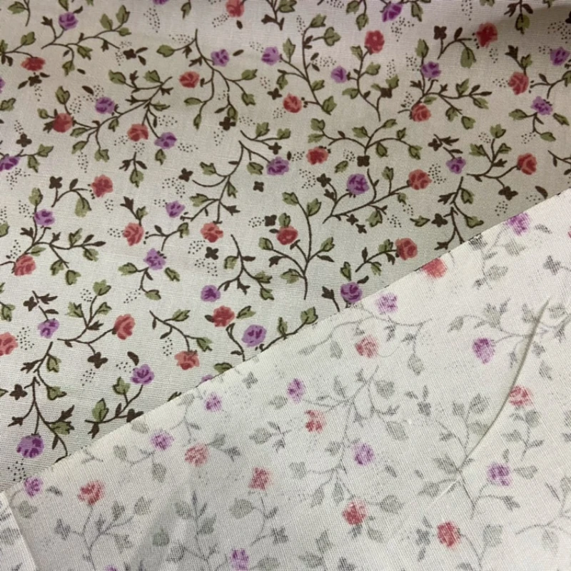 Beige Small Floral Pure Cotton Fabric New Printed Dress Women's Shirt Clothing