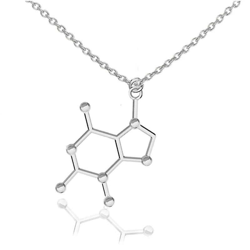 Chocolate Necklace Science Jewelry Chemistry Molecule Pendants  Fashion Ladies Women With 50 Cm Link Chain Valentines Gifts