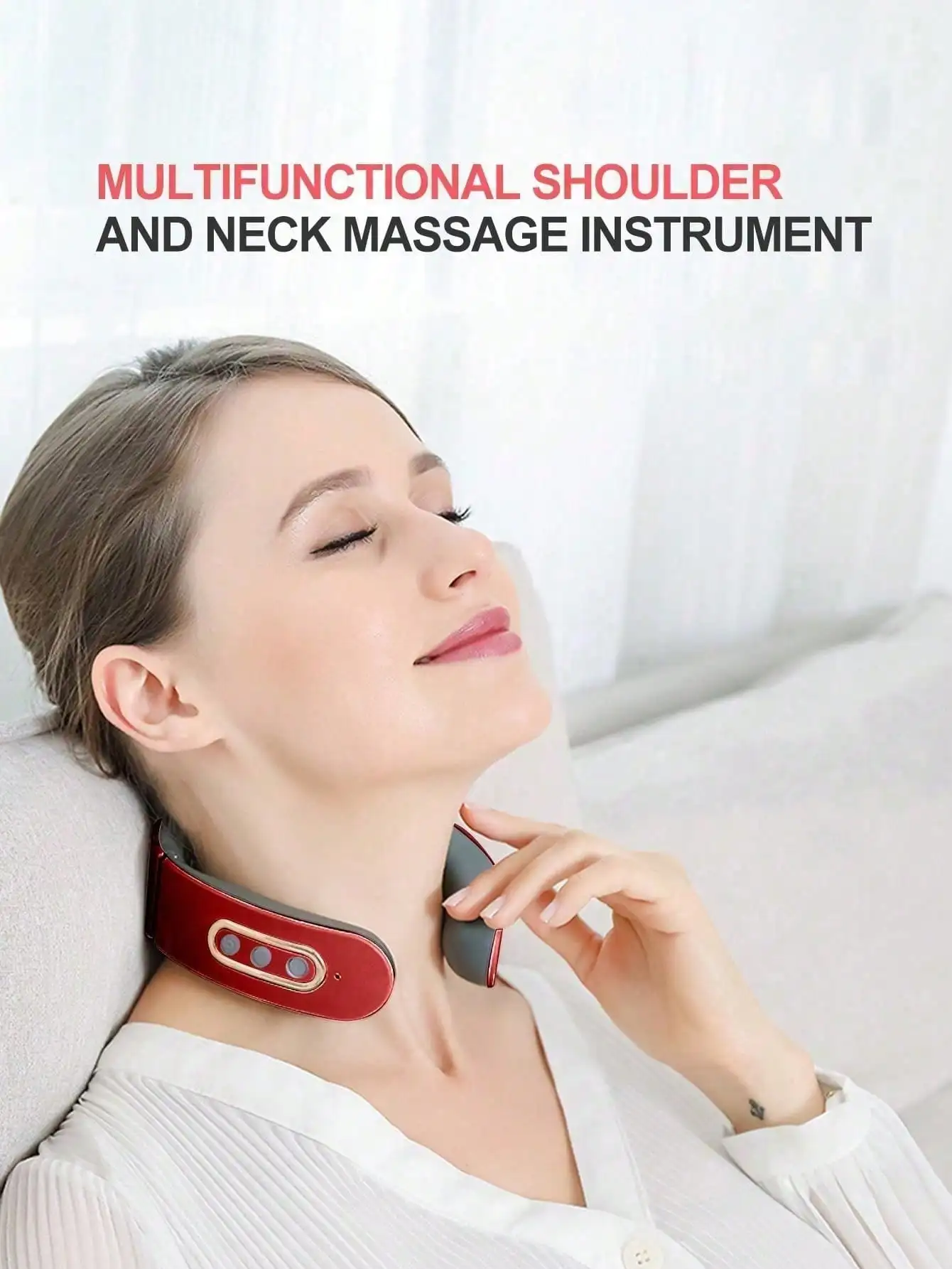 EMS Electric Cervical Spine Massager Neck Shoulder Massage Vertebra Relax Automatic Heating Physiotherapy  Relief Rechargeable